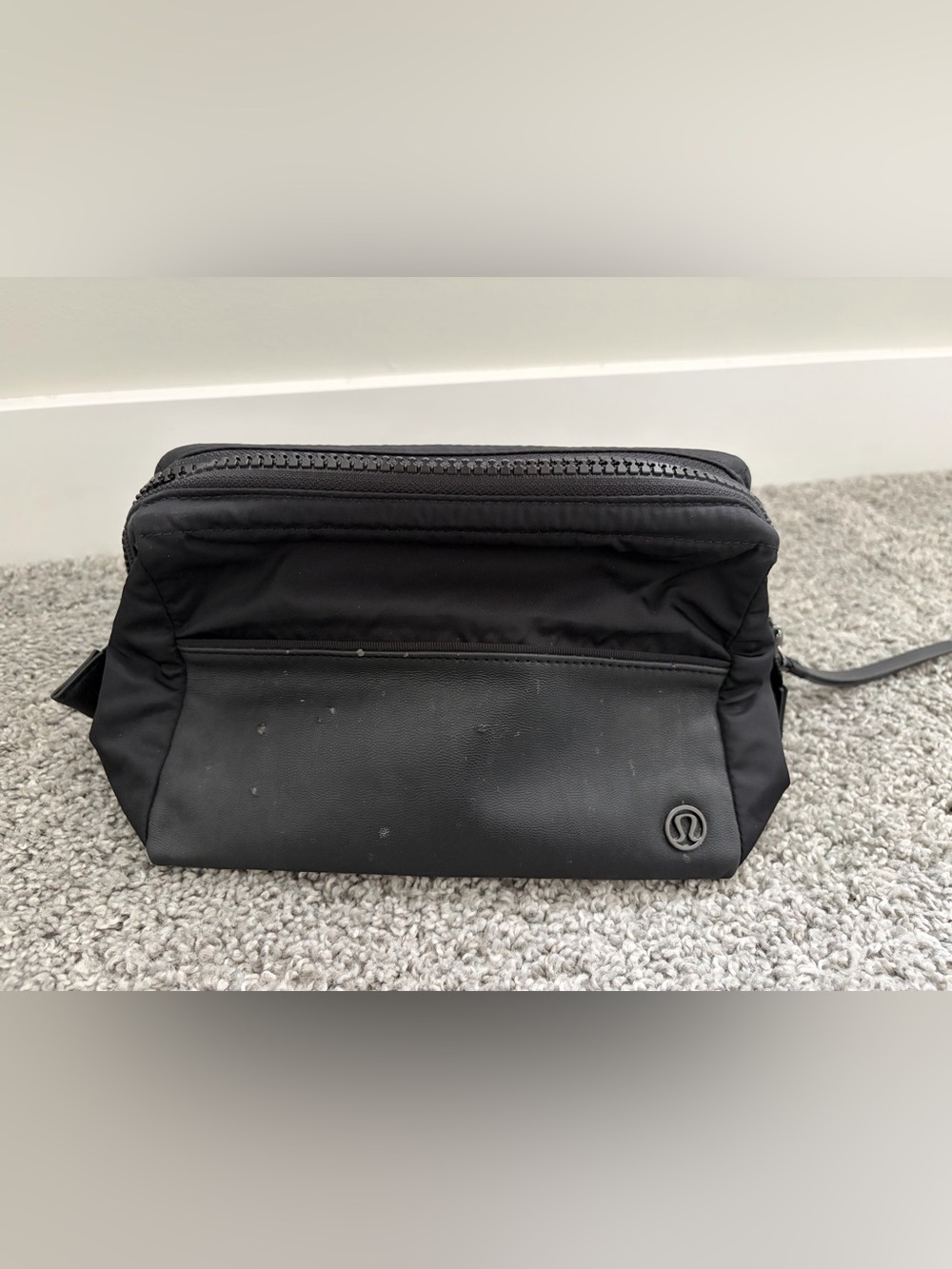 Lululemon Black Travel Toiletry Cosmetic Bag Pink Interior